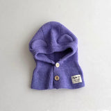 New Baby Knitted Hooded Scarf Warm Solid One