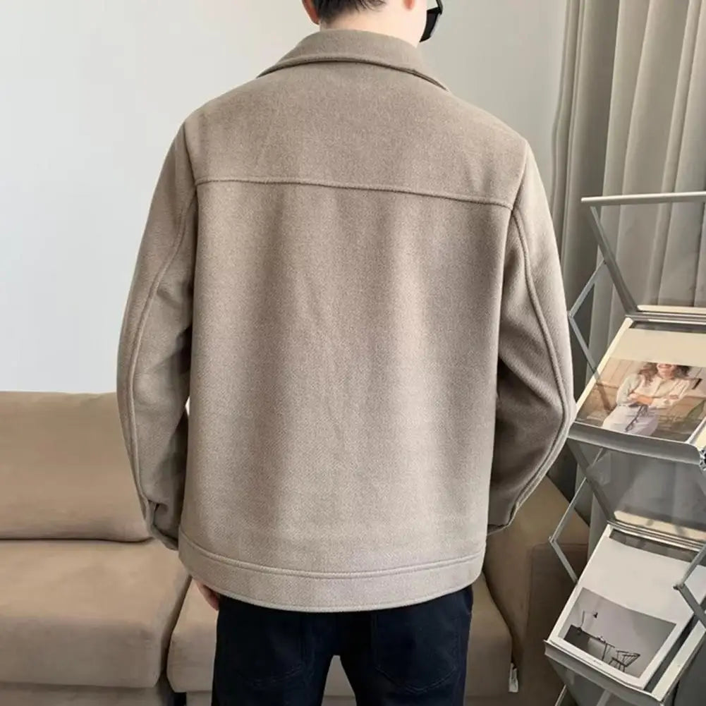 2023 Fashion Men Jacket Single-Breasted Solid Color Short