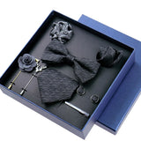 8piece Set Bussiness Blue Ties For Mans Floral