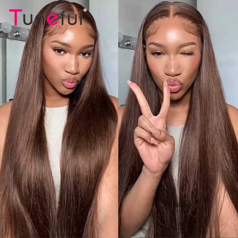 Chocolate Brown Colored 13x4 HD Lace Front Human