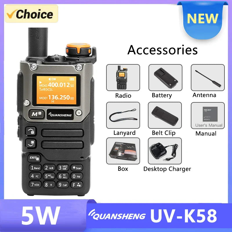 UV K58 Walkie Talkie 5W Quansheng UV-K6 Two