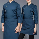 Men Women Chef Uniform Stand Collar Singlebreasted Pocket