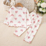 hibobi 2-Piece Girl Spring Allover Heart Printed Long