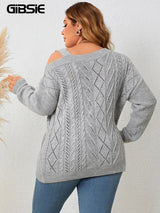 GIBSIE Plus Size Off Shoulder Long Sleeve Sweaters