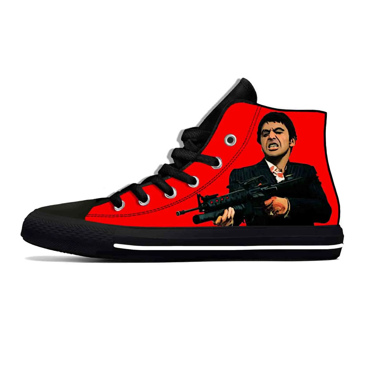 Hot Scarface Tony Montana Movie Anime Cartoon Casual Shoes High Top Lightweight Summer Board Shoes Breathable Men Women Sneakers