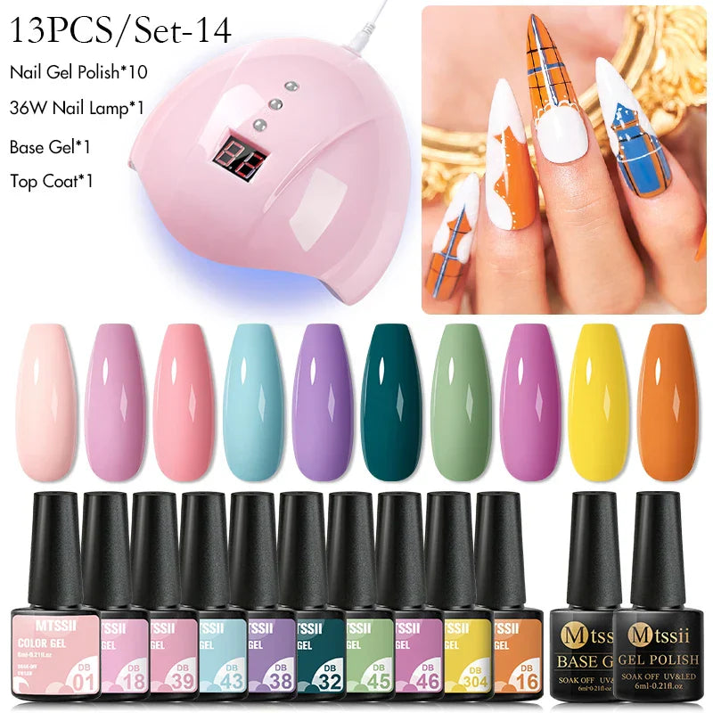 Mtssii 13/16Pcs Gel Nail Polish Set With 36W