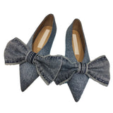 2023 New Designer Blue jeans bow flat shoes
