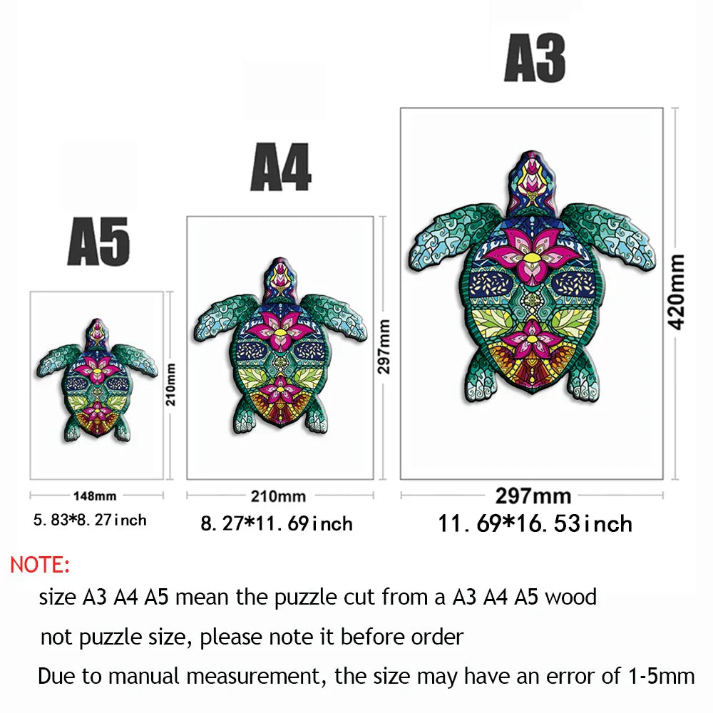 DIY Wooden Jigsaw Puzzle Turtle Puzzles Family Games