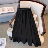 Plus-size women's black commuter skirt professional professional double
