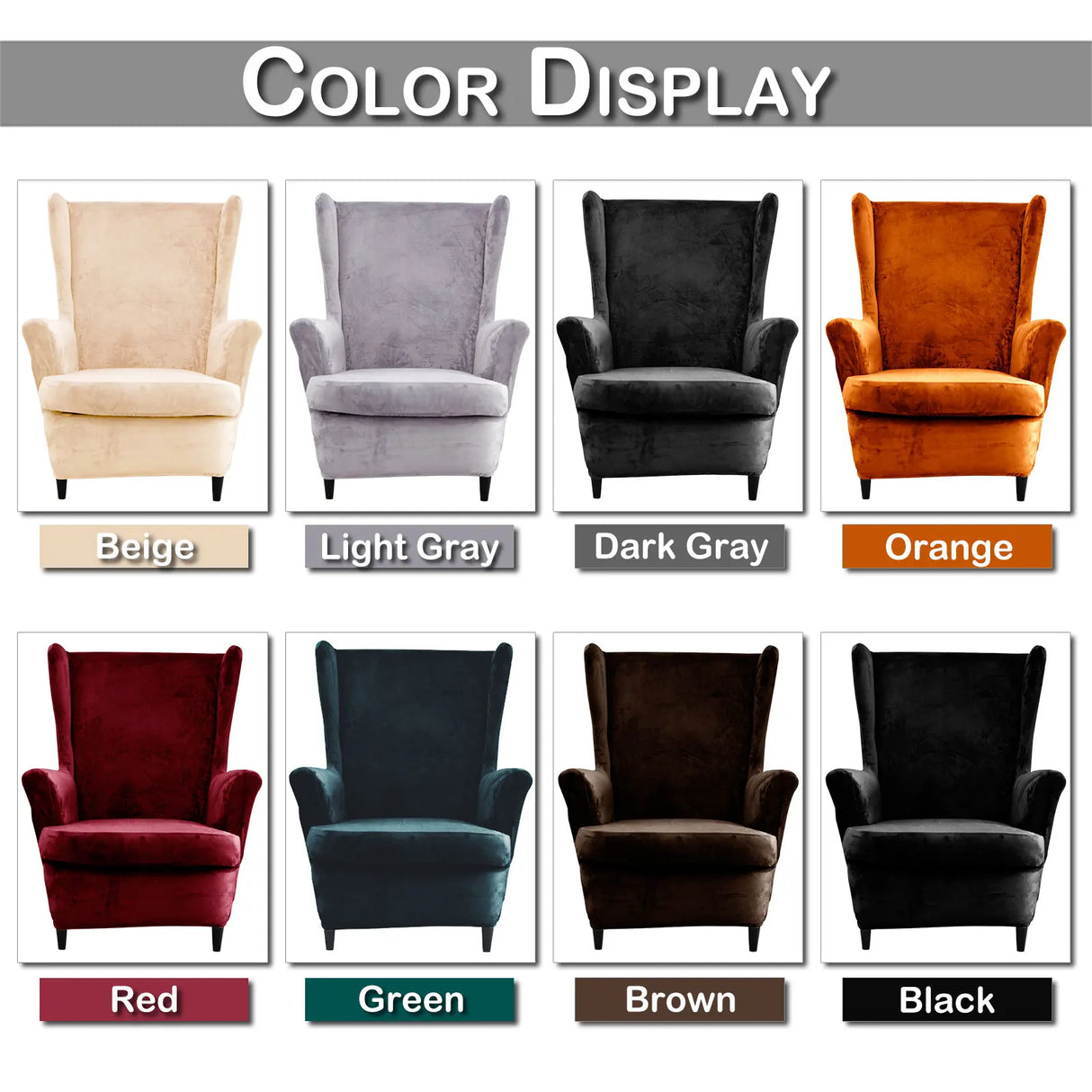 Velvet Wing Chair Covers Stretch Spandex Wingback Slipcover