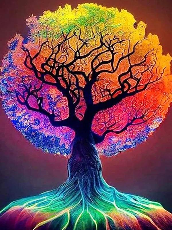 Colorful Trees And The Moon Personality DIY Full