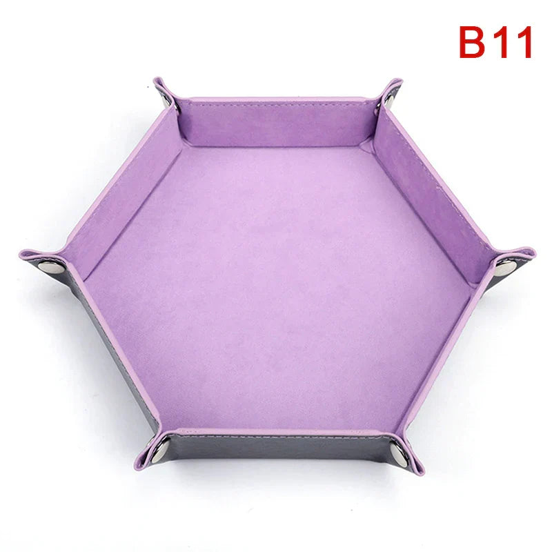 1pc Folding Hexagon/Triangle Dice Tray Purple Dice Box