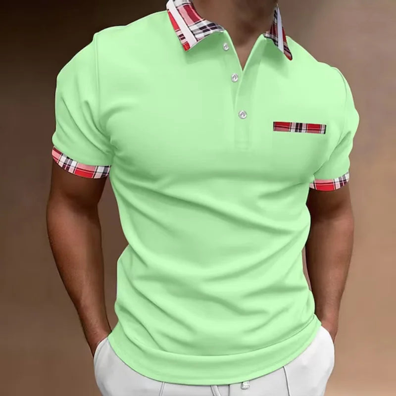 High Quality Men's Patchwork Polo Shirt 2023 Summer