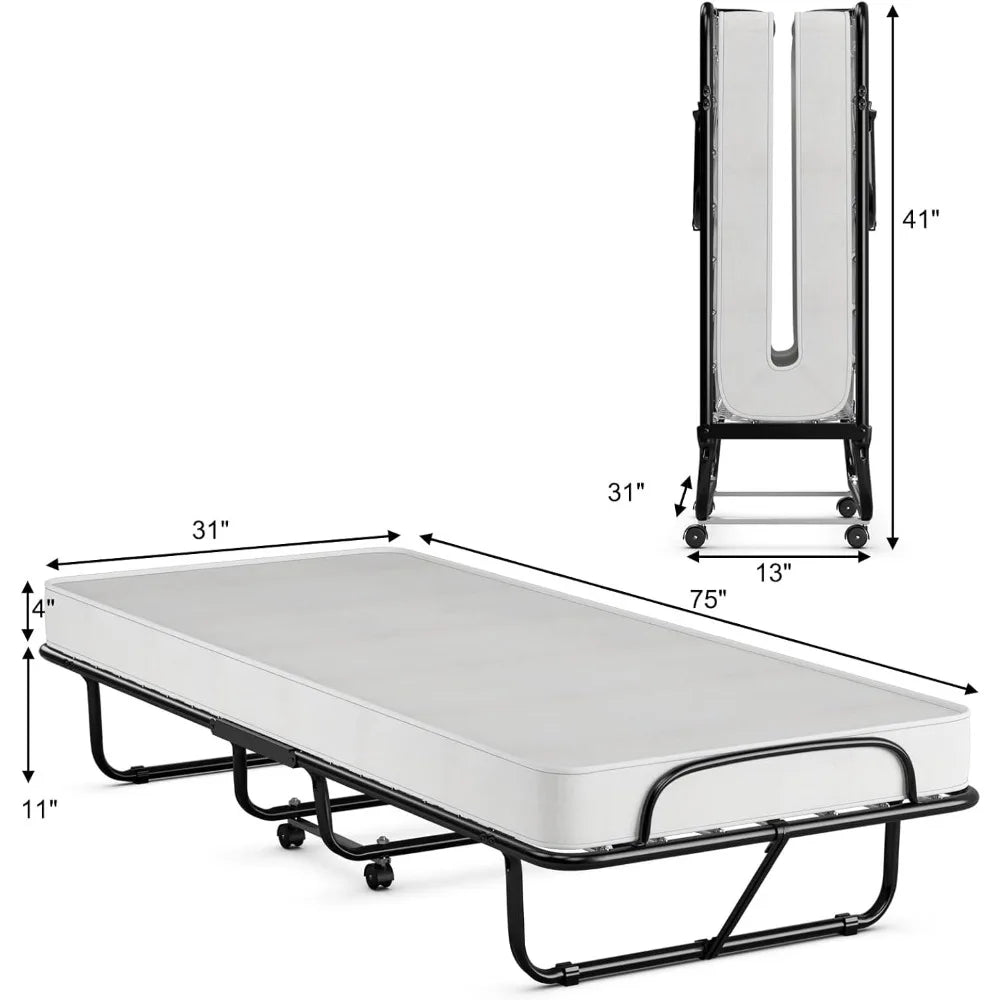 Folding Bed with Mattress for Adults, Fold up