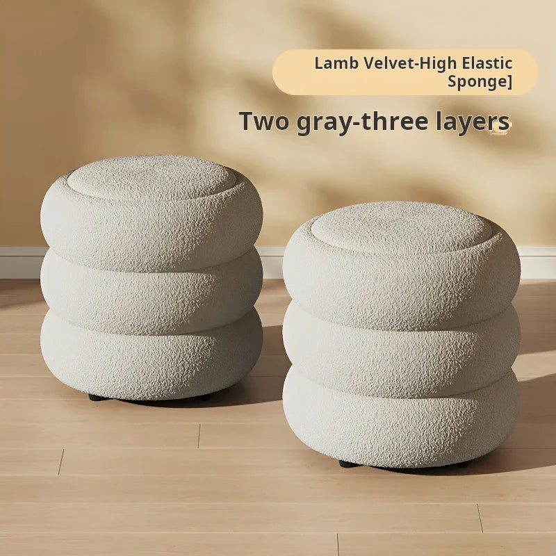 Living room Lamb wool low stool home shoe