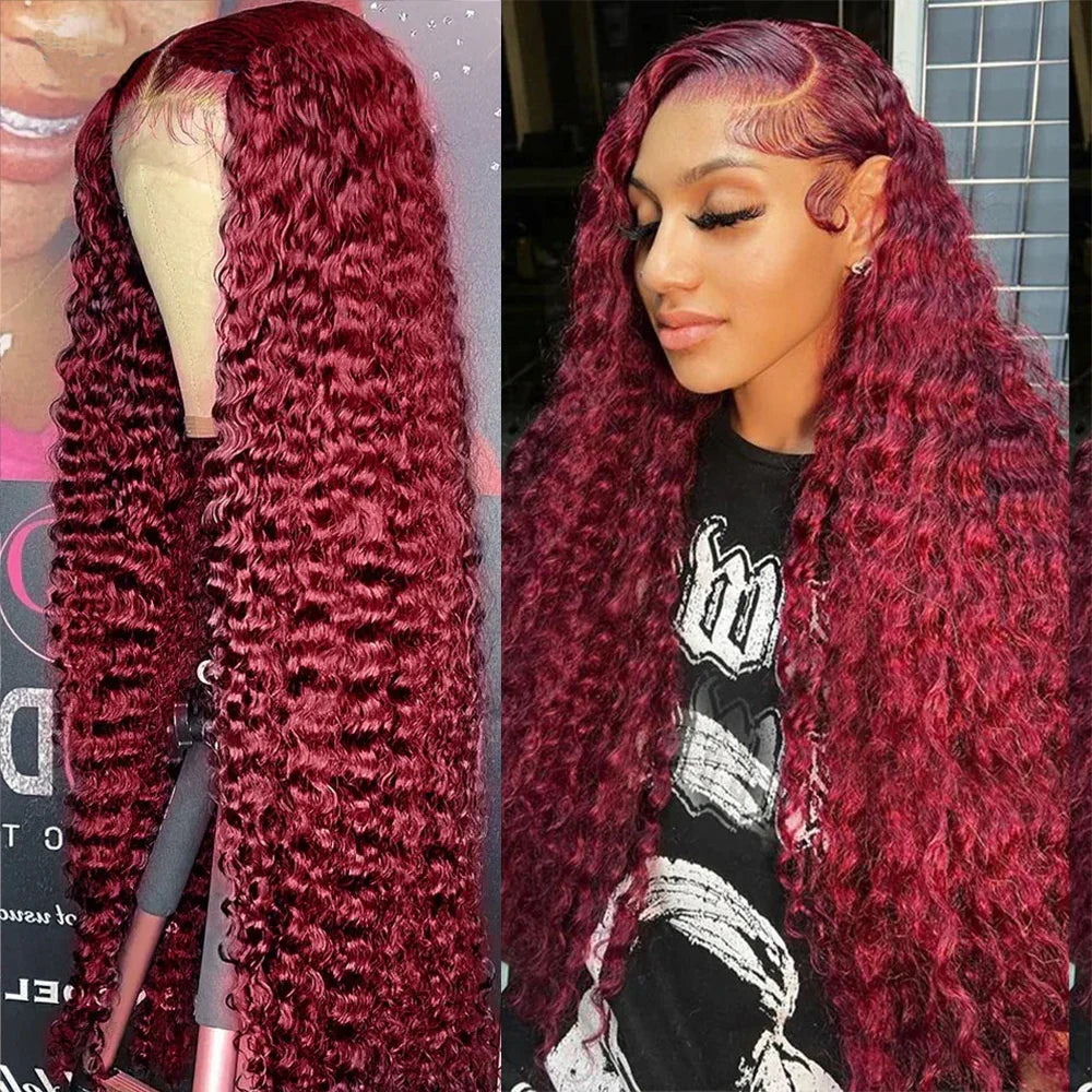 TAHIKIE Transparent 99j Burgundy Lace Front Human Hair