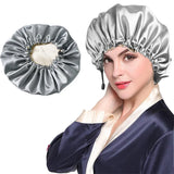 Ladies Satin Nightcap Solid Color Simple Drawstring Adjustable