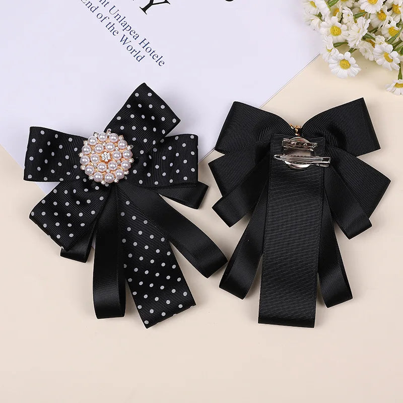Korean Bow Tie Brooch Women's College Style Bank