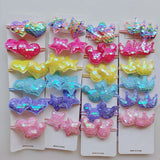 12PCS New Colorful Sequin Heart Star Crown Girls