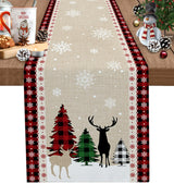 Merry Christmas Tree Ball Linen Table Runners Holiday