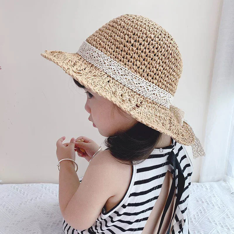 Fashion Baby Petal Brim Straw Woven Hat Sun