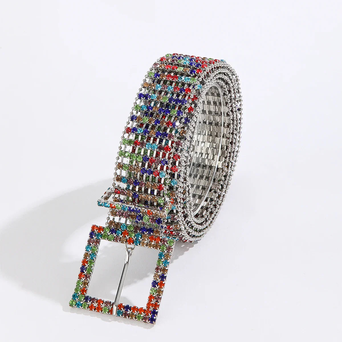 Fashion Waist 8 Rows Silver Plated with Colorful
