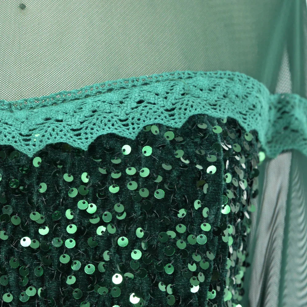 Plus Size Evening Dresses Fashion Women Sequins Mesh