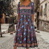 2023 Vintage Boho Stripe Print Women Sundress Summer