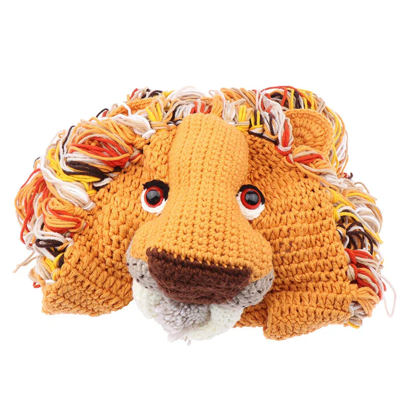 Winter Cartoon Animal Wig Hat Knitted Handmade Lion