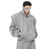 FEWQ Spliced Men's Hooded Jackets Zipper Cardigan Niche