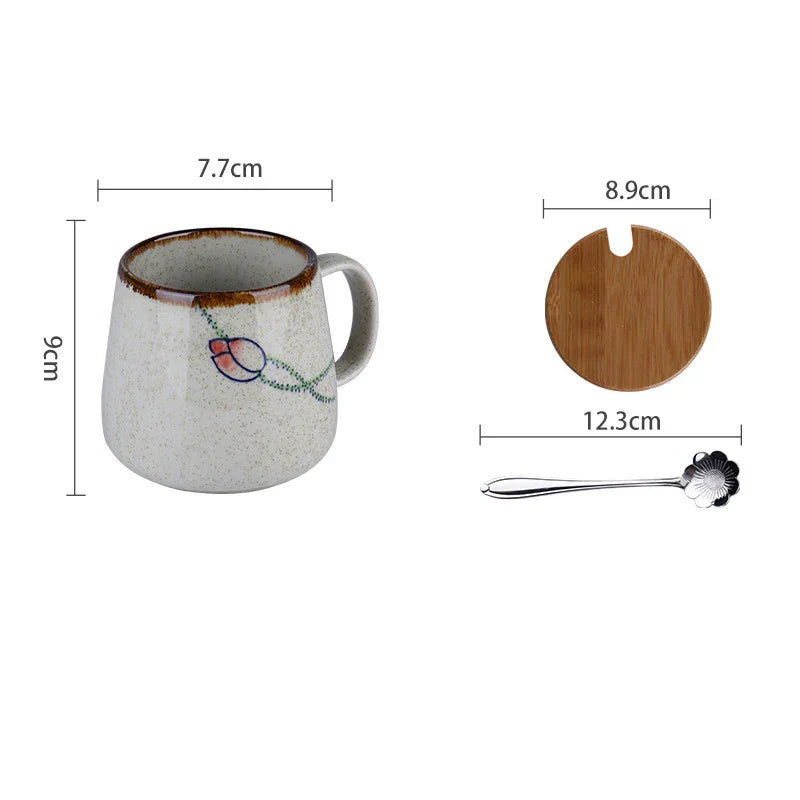 YWDL 380ml Japanese Retro Style Ceramic Coffe Mug