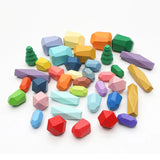 28/38pcs Wooden Rainbow Stone Building Blocks Set Balancing