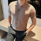 Premium Diamond Plaid Jacquard Knitted POLO Shirt Men's