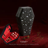 TAIMY Gothic Velvet Jewelry Coffin Shape Ring Necklace