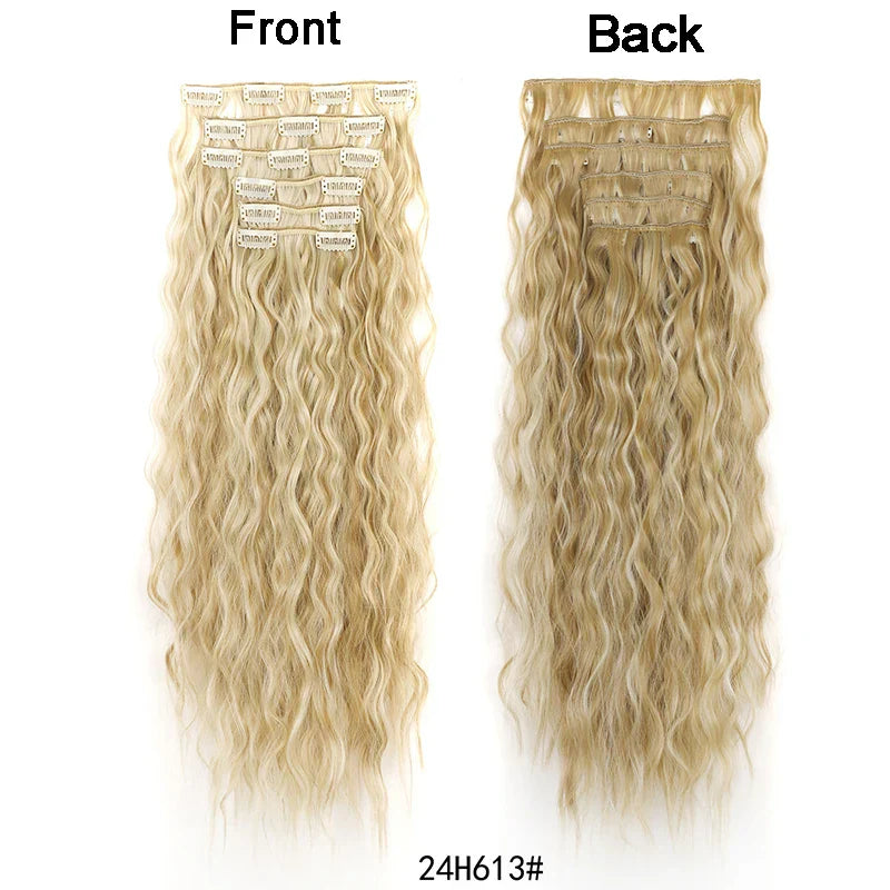 Long Curl Wave Clip In Hair Extensions 6Pcs/Set