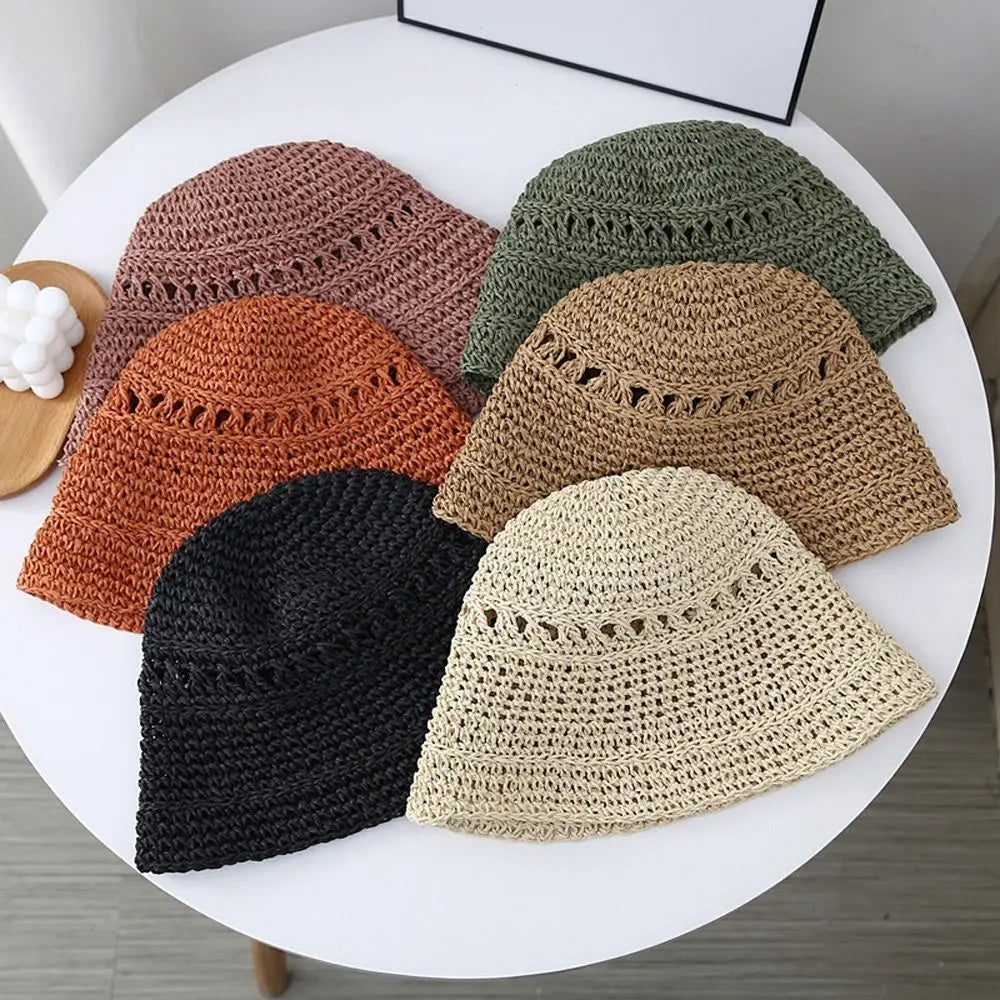 Fisherman's Hat Summer Fashion Ladies Paper Straw Bucket