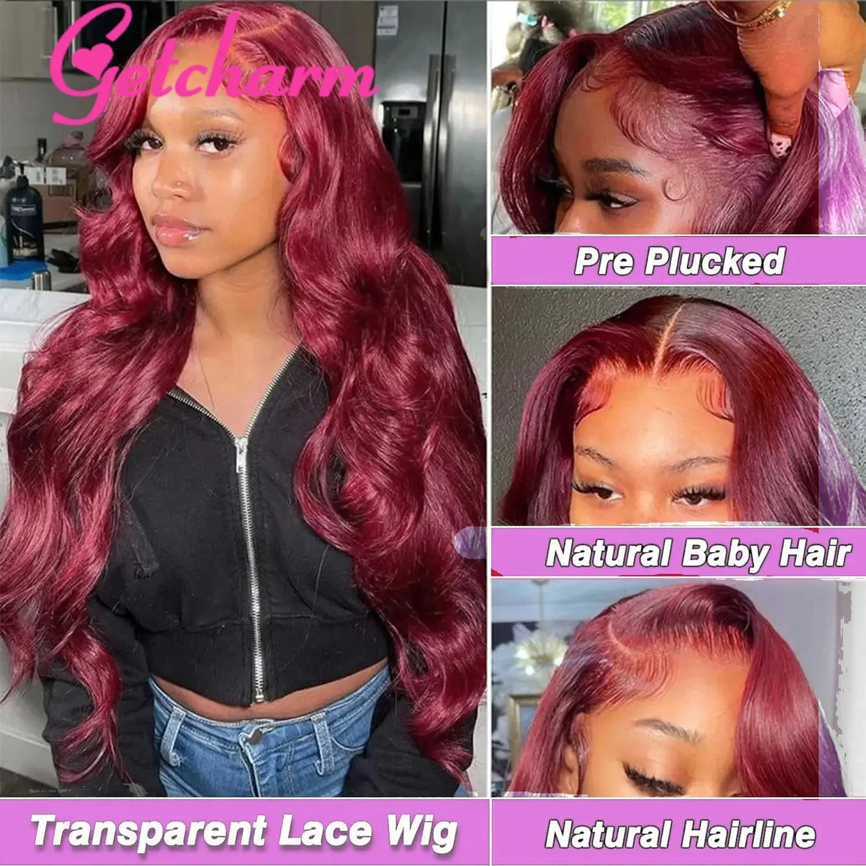 Burgundy Body Wave Lace Front Wig 13X4 13x6