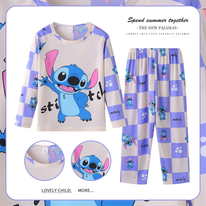 Stitch Mickey Pajamas Sets Spring Autumn Girls Teenager