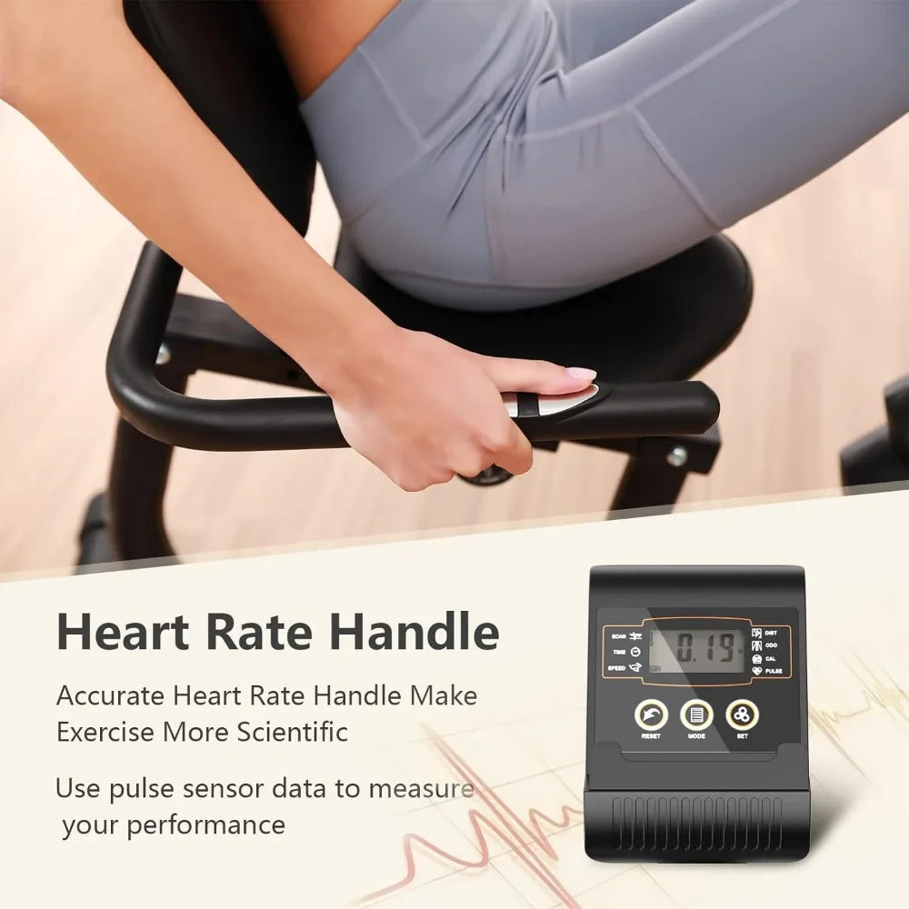 Recumbent Exercise Bike for Adults Seniors - Indoor Magnetic Cycling Fitness Equipment for Home Workout Black，Sports