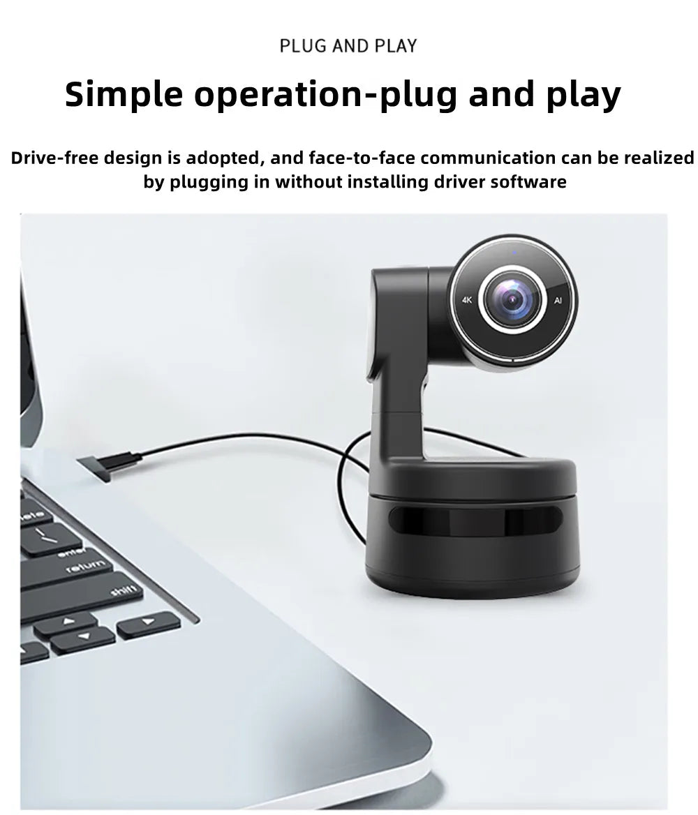 4K PTZ Webcam AI Function with Mics Camera