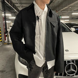 Gmiixder Short Lapel Jacket Men's Spring Autumn Vintage