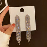 Fashion Statement Earring Long Full Rhinestone Big Earrings