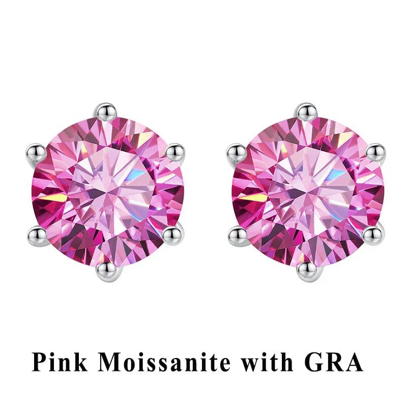 D VVS1 Moissanite Stud Earrings For Women 925
