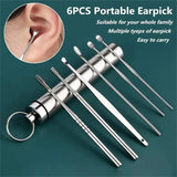 6PCS Stainless Steel Earpick Ear Cleaner Spoon Wax