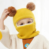 2024 Autumn and Winter Kids Balaclava Hat PomPom