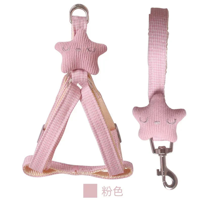 Dog Harness with 1.2m Traction Leash Adjustable Collars