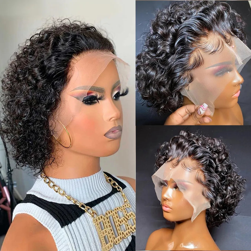 Pixie Cut Wig Short Bob Curly Human Hair