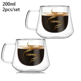 YWDL 200ml Double Wall Glass Coffee Mug Heat-resistant