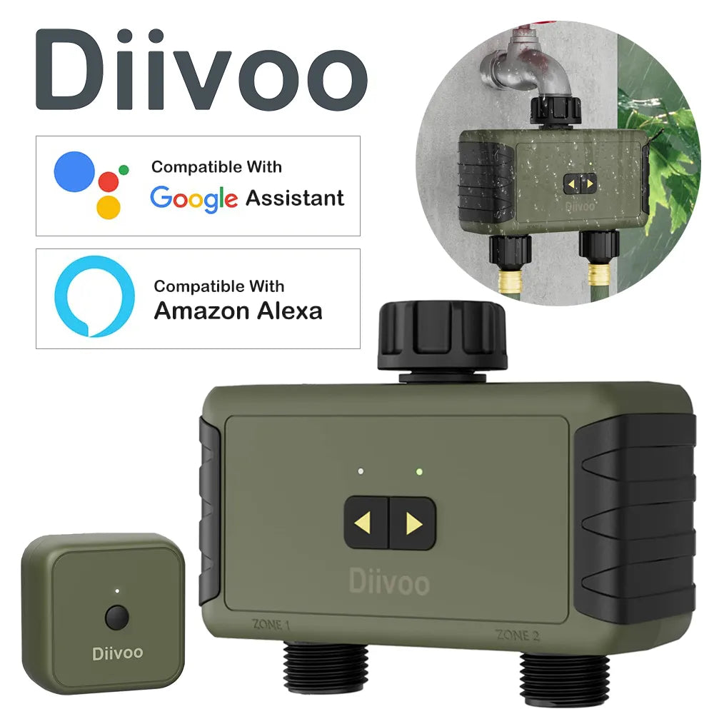 Diivoo 1/2/3 Zone Garden Watering Timer Wifi Automatic