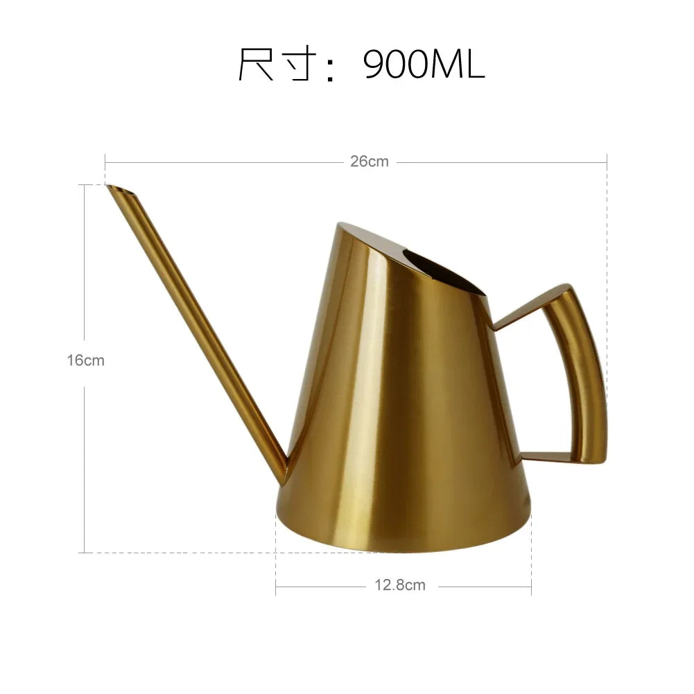 Stainless Steel Long Spout Watering Cans Golden Bronze